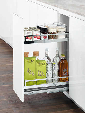 КОМПЛЕКТ Диспенса Джуниор Слим 200 мм, H 640-728, Арена СТИЛЬ, 2 полки, цвет ХРОМ Kessebohmer | официальный магазин