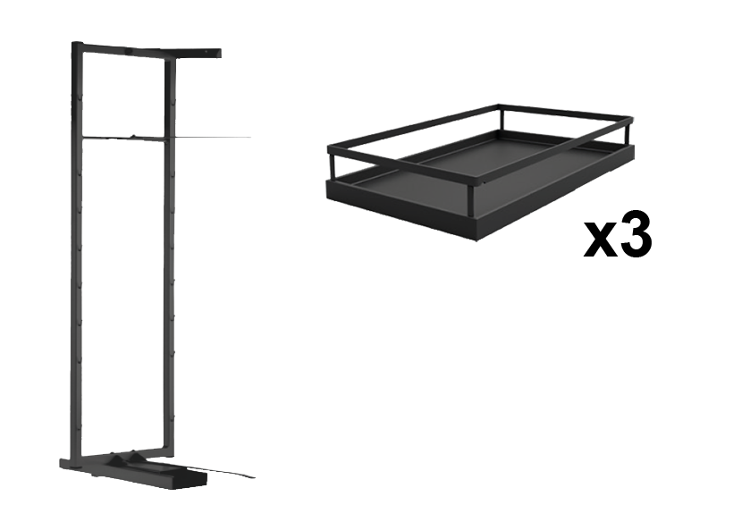 Комплект внутренний, Тандем II 600 мм, H 800, Арена СТИЛЬ, Рама + 3 полки, цвет АНТРАЦИТ Kessebohmer | официальный магазин