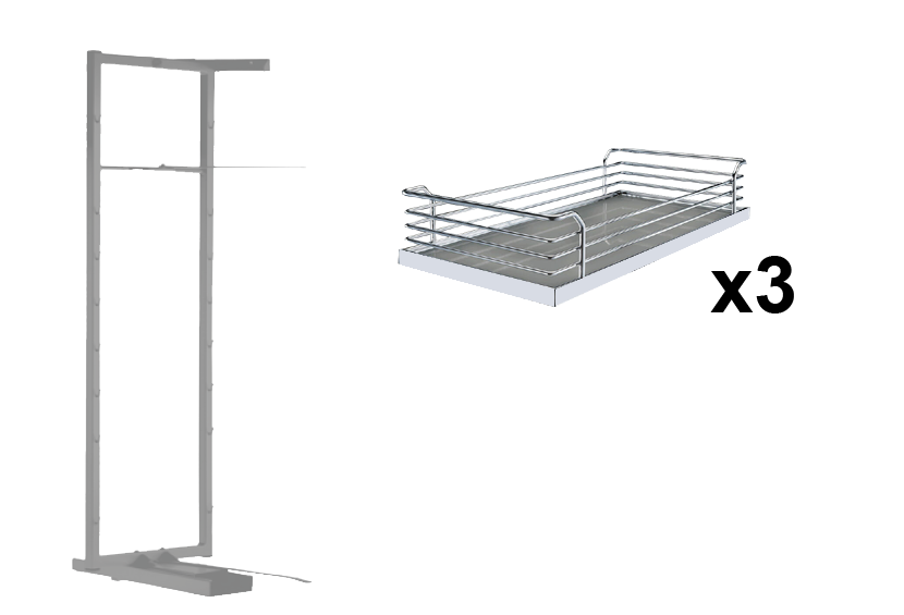 Комплект внутренний, Тандем II 600 мм, H 800, Арена КЛАССИК, Рама + 3 полки, цвет ТИТАН Kessebohmer | официальный магазин