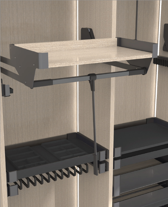 Пантограф с полкой в гардеробную Конеро W 445-628 мм Kessebohmer | официальный магазин