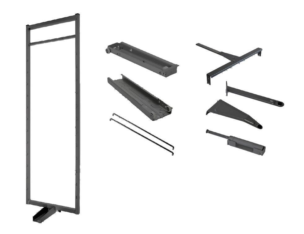 Комплект установочный, Тандем Соло 750 мм, H 1800, Рама + Направляющие + Крепеж +SoftSTOPPpro доводчик, цвет АНТРАЦИТ Kessebohmer | официальный магазин