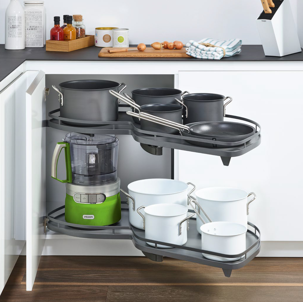 КОМПЛЕКТ правый, Леманс 500 мм, H 720-900, Арена СТИЛЬ, 2 полки, 2 доводчика, цвет АНТРАЦИТ Kessebohmer | официальный магазин