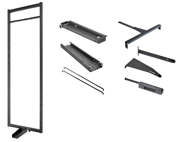 Комплект установочный, Тандем Соло, H 1300, Рама + Направляющие + Крепеж +SoftSTOPpro доводчик, цвет АНТРАЦИТ