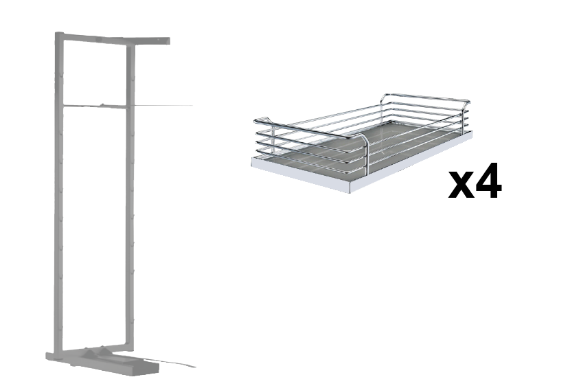 Комплект внутренний, Тандем II 500 мм, H 1100, Арена КЛАССИК, Рама + 4 полки, цвет ТИТАН Kessebohmer | официальный магазин