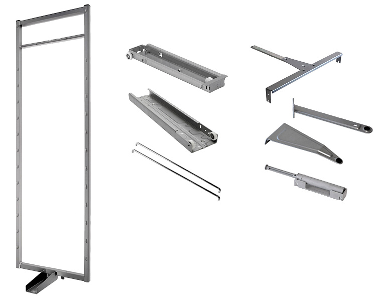 Комплект установочный, Тандем Соло, H 1800, Рама + Направляющие + Крепеж +SoftSTOPpro доводчик, цвет ТИТАН