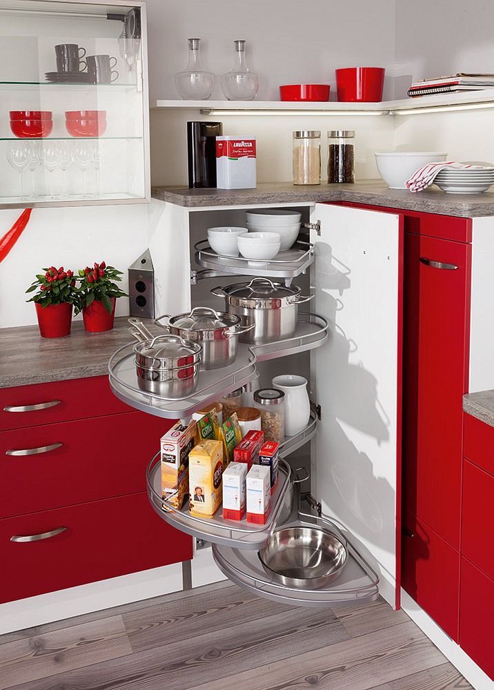 КОМПЛЕКТ левый, Леманс 450 мм, H 1265, Арена КЛАССИК, 4 полки, 4 доводчика, цвет ТИТАН Kessebohmer | официальный магазин