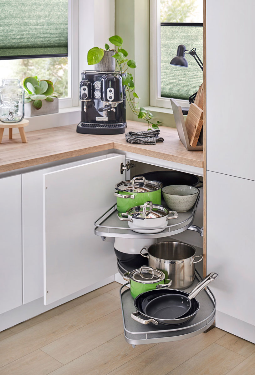 КОМПЛЕКТ правый, Леманс 450 мм, H 720-900, Арена КЛАССИК, 2 полки, 2 доводчика, цвет ТИТАН Kessebohmer | официальный магазин