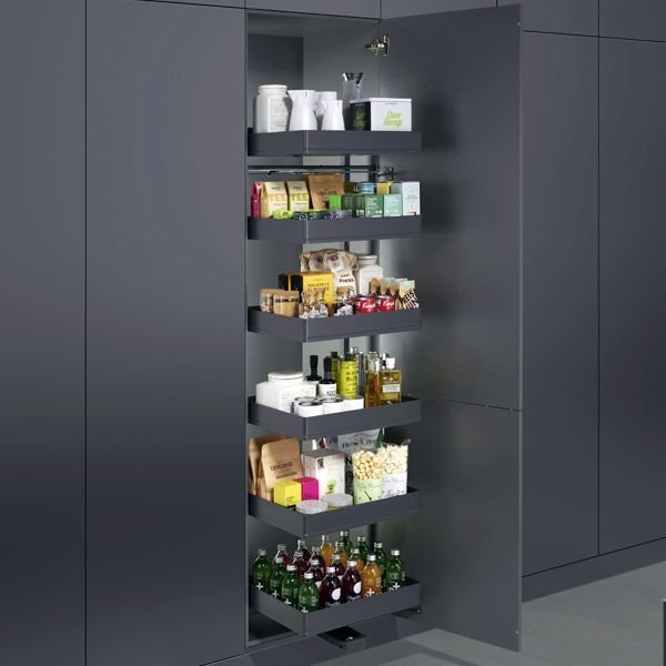 КОМПЛЕКТ Тандем Соло 600 мм, H 1800, Арена ПЬЮР, 6 полок, цвет АНТРАЦИТ Kessebohmer | официальный магазин