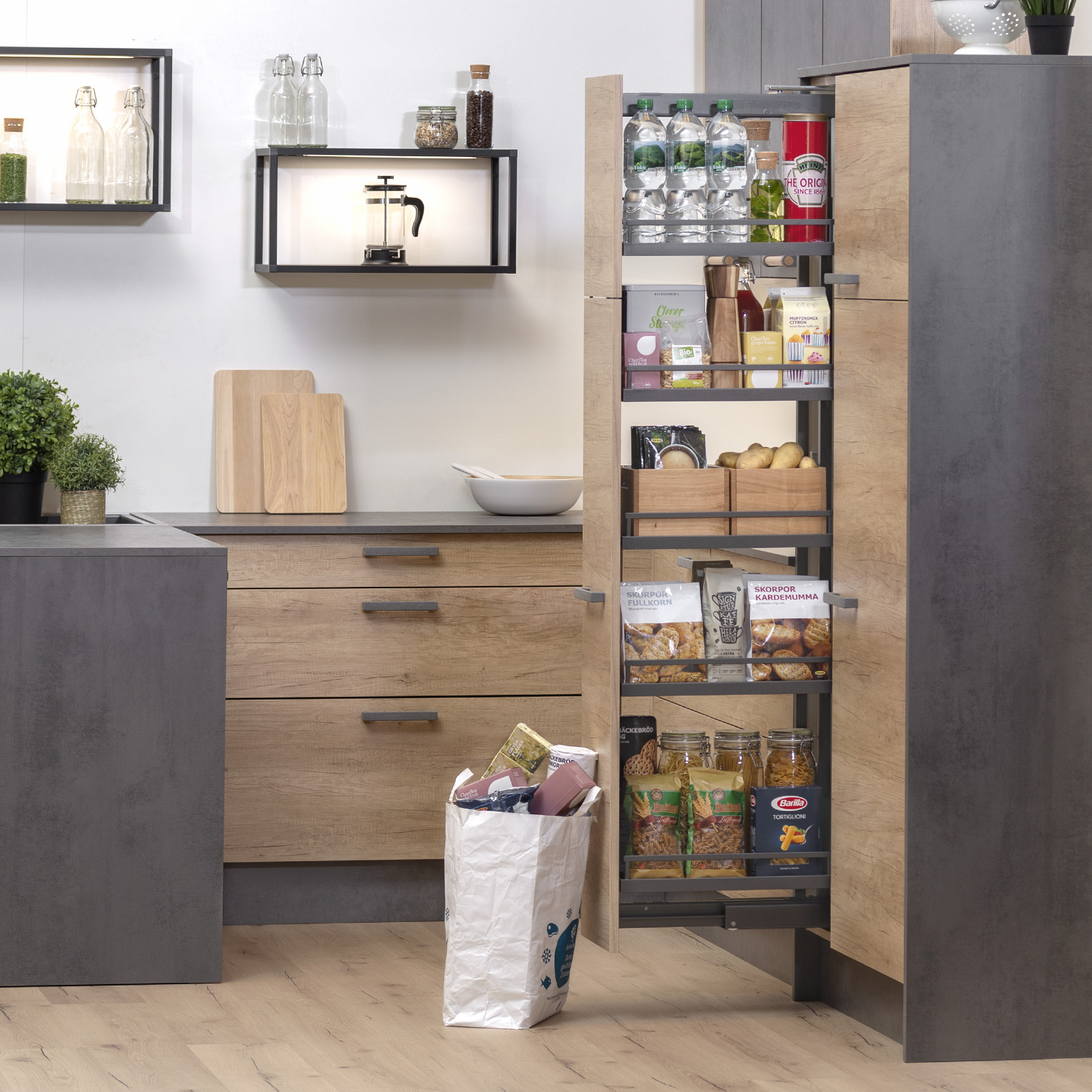 КОМПЛЕКТ ЧВ, Диспенса 90° 400 мм, H 1900-2300, Арена СТИЛЬ, 6 полок, цвет АНТРАЦИТ Kessebohmer | официальный магазин