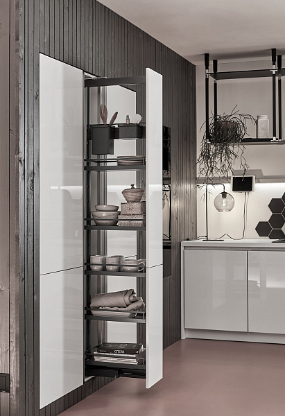 КОМПЛЕКТ ПВ Юбокс, Диспенса 90° 300 мм, H 1200-1600, Арена СТИЛЬ, 3 полки + 1 Юбокс, цвет АНТРАЦИТ Kessebohmer | официальный магазин